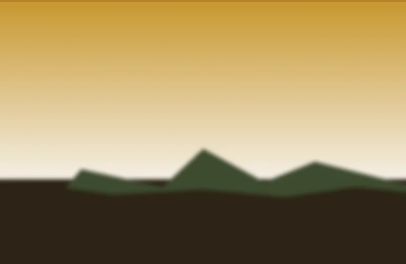 Mountain silhouette against an amber sky